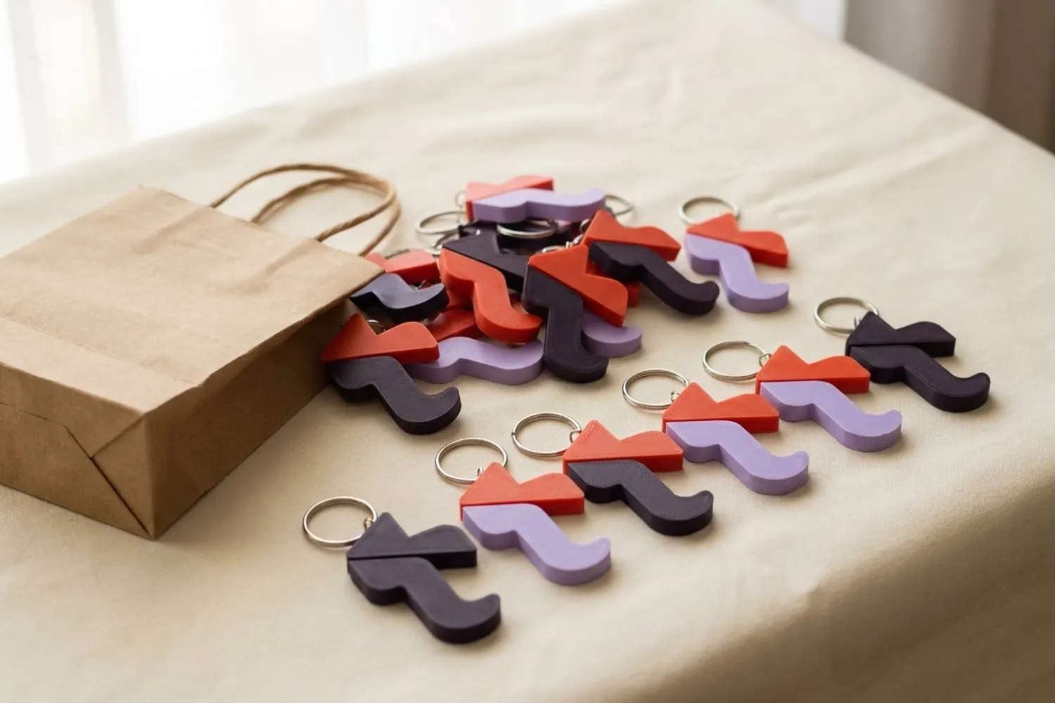Imagen ilustrativa: llaveros 3d con la forma de su logo